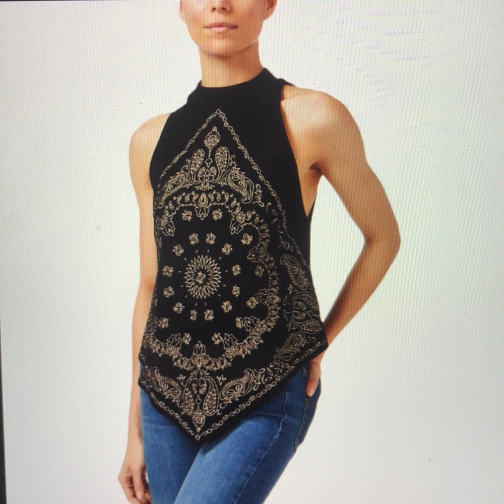 Black velvet & gold embroidered tank !